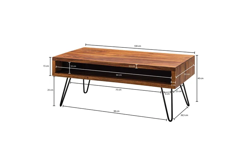 Virworthy Soffbord 100 cm - Massivt Trä/Svart - Möbler - Bord & matgrupper - Soffbord