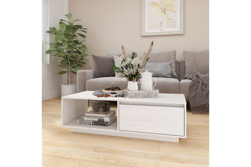 Soffbord vit 110x50x33,5 cm massiv furu - Vit - Möbler - Bord & matgrupper - Soffbord