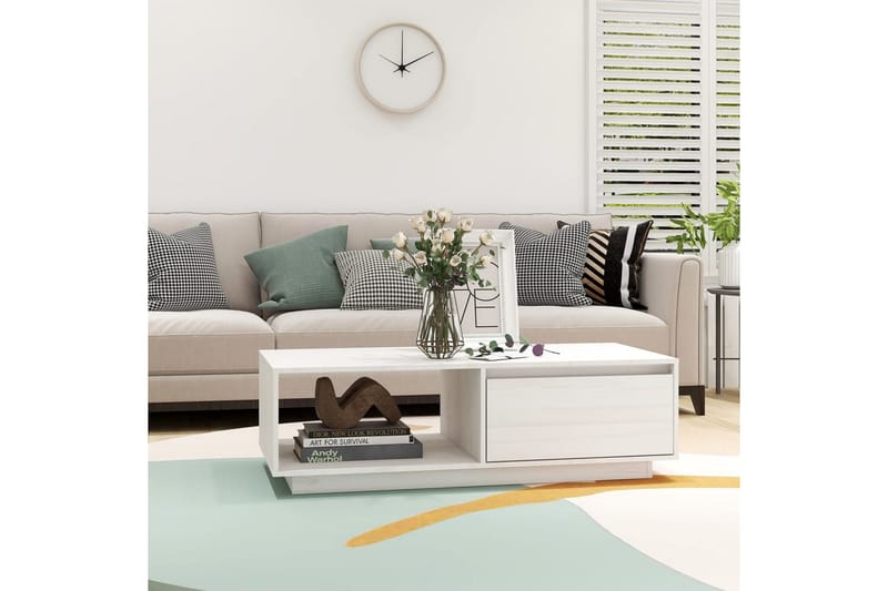 Soffbord vit 110x50x33,5 cm massiv furu - Vit - Möbler - Bord & matgrupper - Soffbord