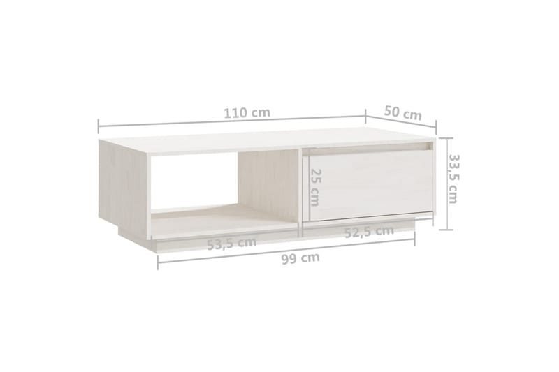 Soffbord vit 110x50x33,5 cm massiv furu - Vit - Möbler - Bord & matgrupper - Soffbord