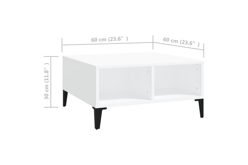 Soffbord vit 60x60x30 cm spånskiva - Vit - Soffbord