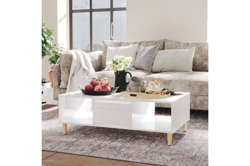 Soffbord vit högglans 103,5x60x35 cm spånskiva - Vit - Möbler - Bord & matgrupper - Soffbord