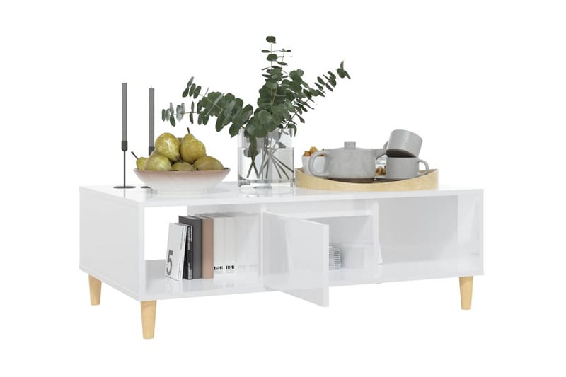 Soffbord vit högglans 103,5x60x35 cm spånskiva - Vit - Möbler - Bord & matgrupper - Soffbord