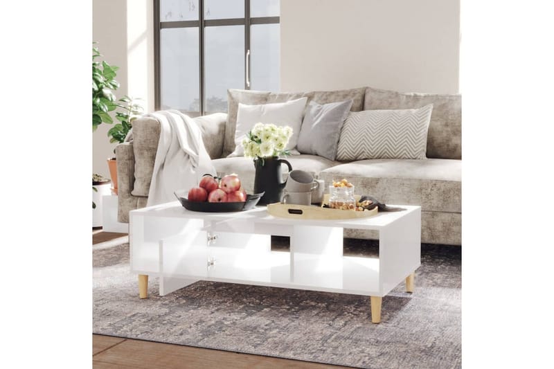 Soffbord vit högglans 103,5x60x35 cm spånskiva - Vit - Möbler - Bord & matgrupper - Soffbord