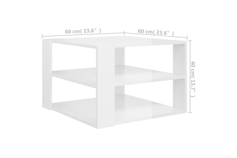 Soffbord vit högglans 60x60x40 cm spånskiva - Vit - Soffbord