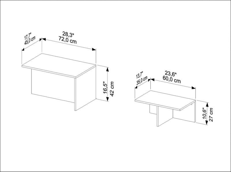 Vumira Satsbord 2 delar 72 cm - Ek och vit - Möbler - Bord & matgrupper - Soffbord - Kistbord