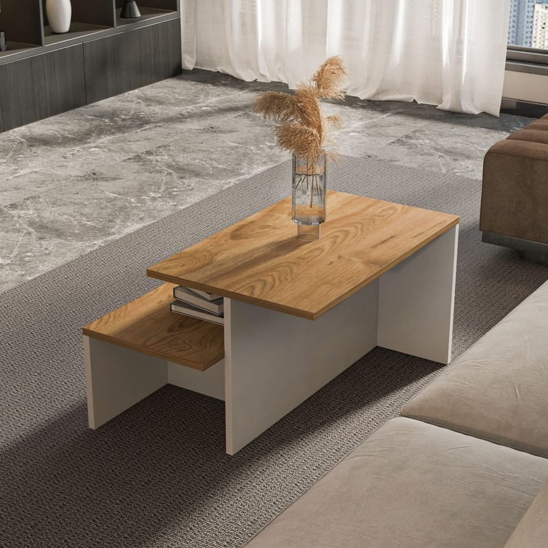 Vumira Satsbord 2 delar 72 cm - Ek och vit - Möbler - Bord & matgrupper - Soffbord - Kistbord