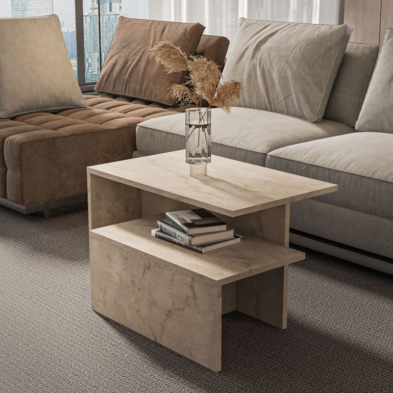 Vumira Satsbord 2 delar 72 cm - Travertin - Möbler - Bord & matgrupper - Soffbord - Kistbord