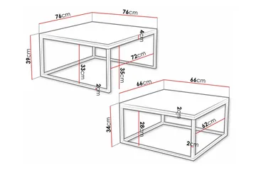 Wardner Kvadratiskt Soffbord Satsbord 76 cm i Ek - Beige - Möbler - Bord & matgrupper - Soffbord