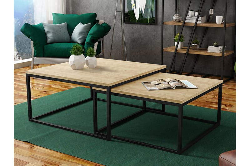 Wardner Kvadratiskt Soffbord Satsbord 76 cm i Ek - Beige - Möbler - Bord & matgrupper - Soffbord