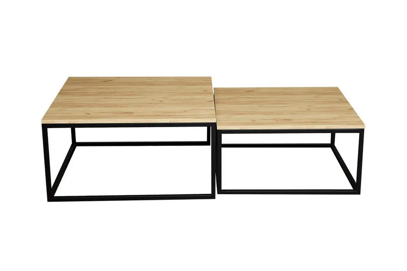 Wardner Kvadratiskt Soffbord Satsbord 76 cm i Ek, Beige