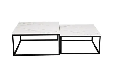 Wardner Kvadratiskt Soffbord Satsbord 76 cm Stapelbar i Marmor - Vit Marmor - Möbler - Bord & matgrupper - Soffbord