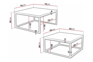 Wardner Kvadratiskt Soffbord Satsbord 76 cm Stapelbar i Marmor - Vit Marmor - Möbler - Bord & matgrupper - Soffbord