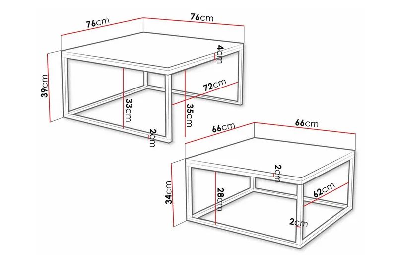 Wardner Kvadratiskt Soffbord Satsbord 76 cm Stapelbar i Marmor - Vit Marmor - Möbler - Bord & matgrupper - Soffbord
