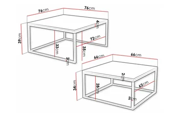 Wardner Kvadratiskt Stapelbart Soffbord 76 cm i Målat Trä - Svart - Möbler - Bord & matgrupper - Soffbord