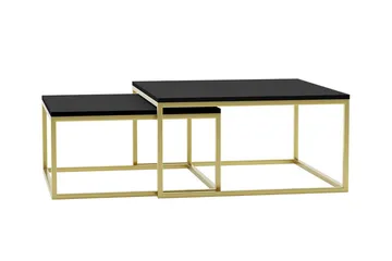 Wardner Kvadratiskt Stapelbart Soffbord 76 cm i Trä med Metallstativ - Svart - Möbler - Bord & matgrupper - Soffbord