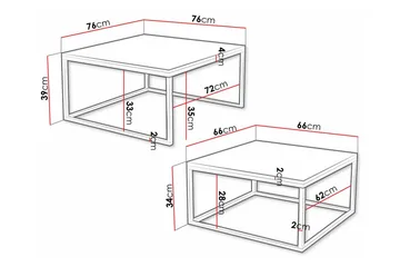 Wardner Kvadratiskt Stapelbart Soffbord 76 cm i Trä med Metallstativ - Svart - Möbler - Bord & matgrupper - Soffbord