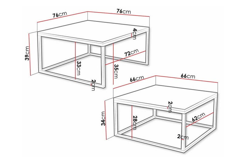 Wardner Kvadratiskt Stapelbart Soffbord 76 cm i Trä - Vit - Möbler - Bord & matgrupper - Soffbord