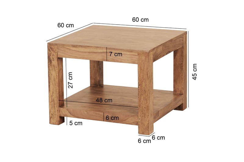 Wattenberg Soffbord 60 cm med Förvaring Hylla - Akacia - Soffbord