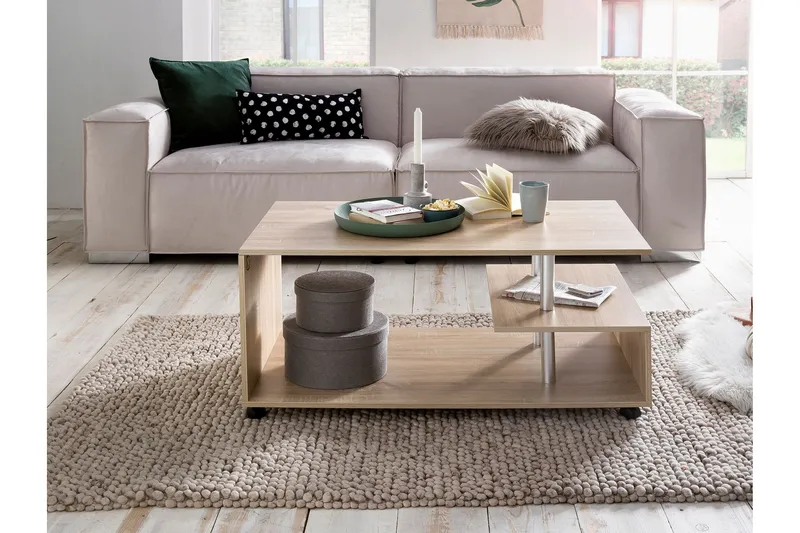 Werbeck Soffbord 105 cm med Förvaring Hylla på Hjul - Trä/Natur - Möbler - Bord & matgrupper - Soffbord - Soffbord med hjul