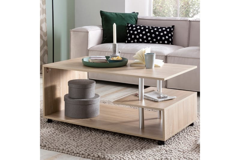 Werbeck Soffbord 105 cm med Förvaring Hylla på Hjul - Trä/Natur - Möbler - Bord & matgrupper - Soffbord - Soffbord med hjul