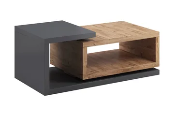 Wesley Soffbord 120 cm med Förvaring Hylla - Mörkgrå/Natur - Möbler - Bord & matgrupper - Soffbord