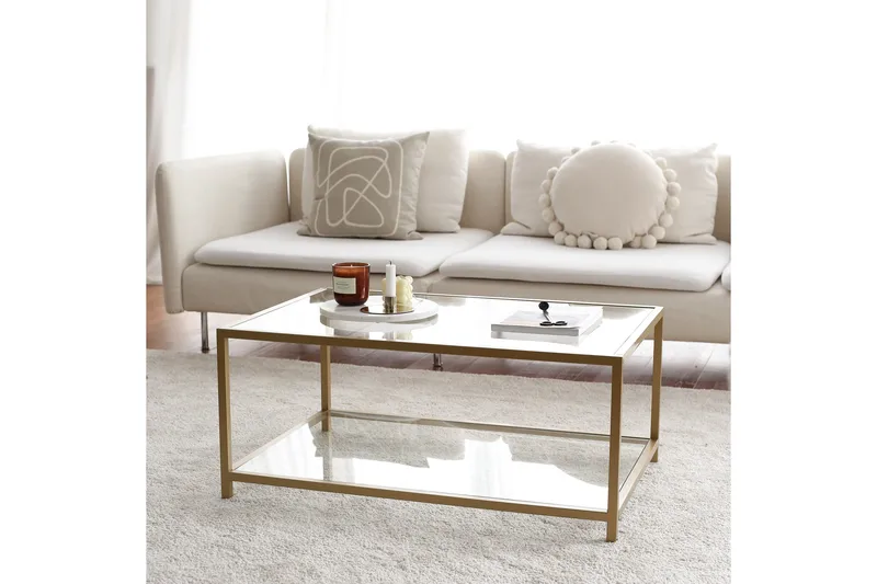 Wickaren Soffbord 90 cm - Guld/Glas - Möbler - Bord & matgrupper - Soffbord