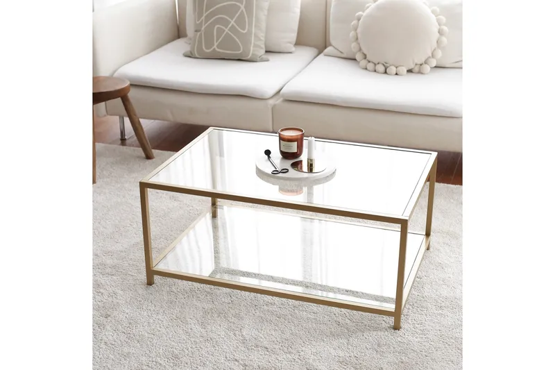 Wickaren Soffbord 90 cm - Guld/Glas - Möbler - Bord & matgrupper - Soffbord