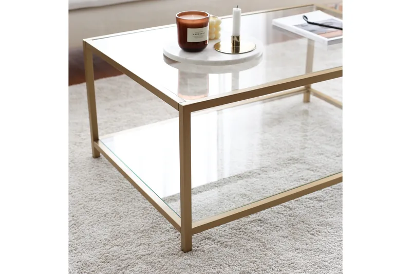 Wickaren Soffbord 90 cm - Guld/Glas - Möbler - Bord & matgrupper - Soffbord