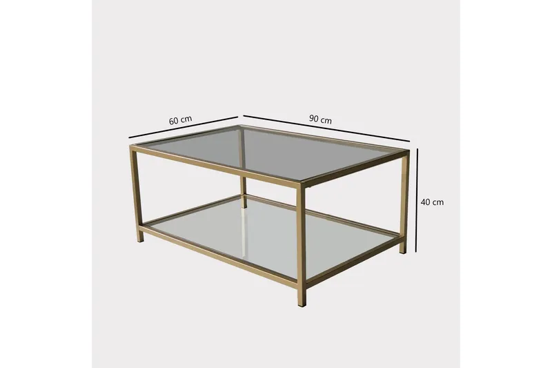 Wickaren Soffbord 90 cm - Guld/Glas - Möbler - Bord & matgrupper - Soffbord