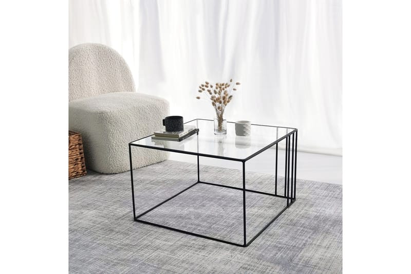 Wijkan Kvadratiskt Soffbord 55 cm i Glas med Glasskiva - Klar - Möbler - Bord & matgrupper - Soffbord