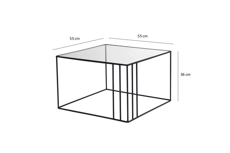 Wijkan Kvadratiskt Soffbord 55 cm i Glas med Glasskiva - Klar - Möbler - Bord & matgrupper - Soffbord