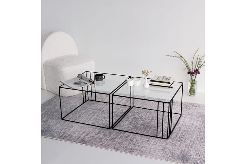Wijkan Kvadratiskt Soffbord 55 cm i Glas med Glasskiva - Klar - Möbler - Bord & matgrupper - Soffbord
