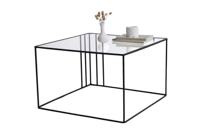 Wijkan Kvadratiskt Soffbord 55 cm i Glas med Glasskiva - Klar - Möbler - Bord & matgrupper - Soffbord