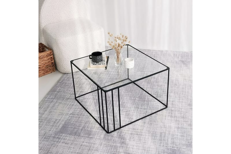 Wijkan Kvadratiskt Soffbord 55 cm i Glas med Glasskiva - Klar - Möbler - Bord & matgrupper - Soffbord