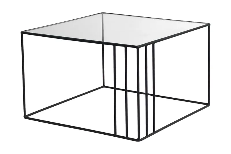Wijkan Kvadratiskt Soffbord 55 cm i Glas med Glasskiva, Klar