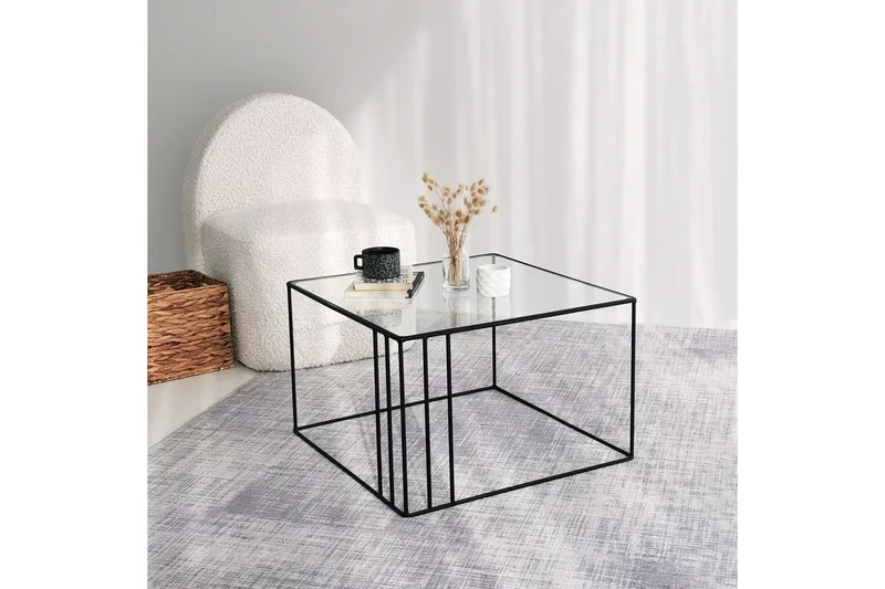 Wijkan Kvadratiskt Soffbord 55 cm i Glas med Glasskiva - Klar - Möbler - Bord & matgrupper - Soffbord