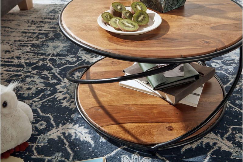 Wilhem 58 cm Runt Soffbord med Hyllor i Ek - Brun - Möbler - Bord & matgrupper - Soffbord
