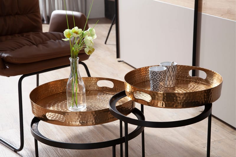 Wilhem Satsbord 46 cm Rund - Guld - Möbler - Bord & matgrupper - Soffbord