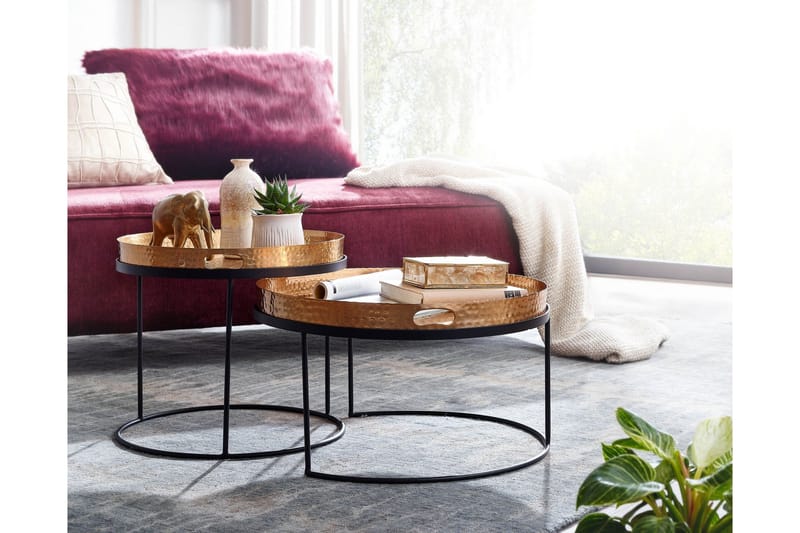 Wilhem Satsbord 46 cm Rund - Guld - Möbler - Bord & matgrupper - Soffbord