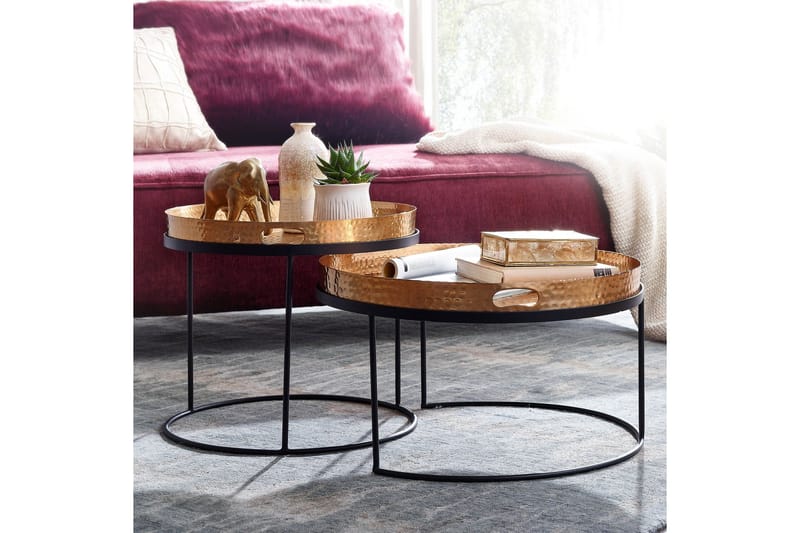 Wilhem Satsbord 46 cm Rund - Guld - Möbler - Bord & matgrupper - Soffbord