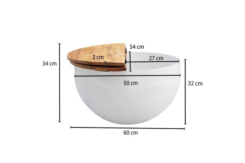 Willowdale Runt Soffbord 60 cm i Metall med Träskiva - Vit - Möbler - Bord & matgrupper - Soffbord