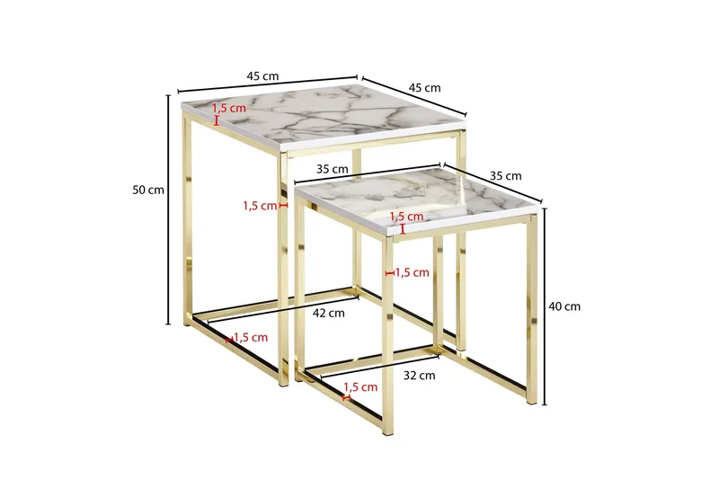 Willowdale Satsbord 45 cm - Vit/Grå/Guld - Möbler - Bord & matgrupper - Soffbord