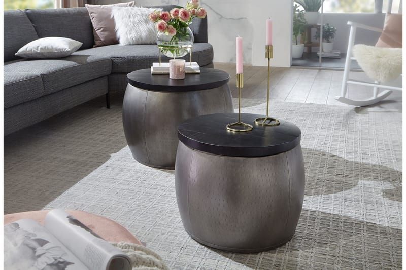 Willowdale Satsbord 55 cm Runt 2 Bord - Silver/Svart - Möbler - Bord & matgrupper - Soffbord
