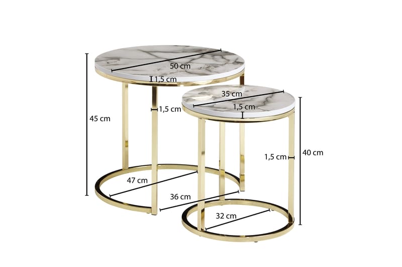 Willowdale Satsbord 80 cm Runt - Vit/Grå - Satsbord - Soffbord