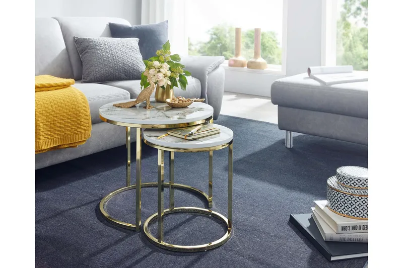 Willowdale Satsbord 80 cm Runt - Vit/Grå - Möbler - Bord & matgrupper - Soffbord