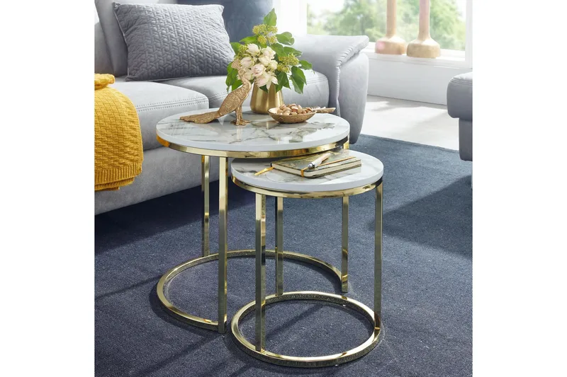 Willowdale Satsbord 80 cm Runt - Vit/Grå - Möbler - Bord & matgrupper - Soffbord