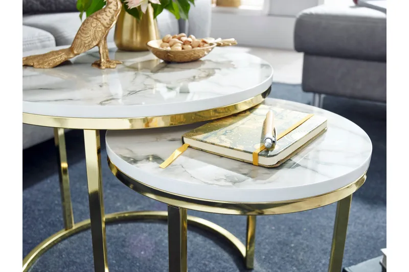 Willowdale Satsbord 80 cm Runt - Vit/Grå - Möbler - Bord & matgrupper - Soffbord