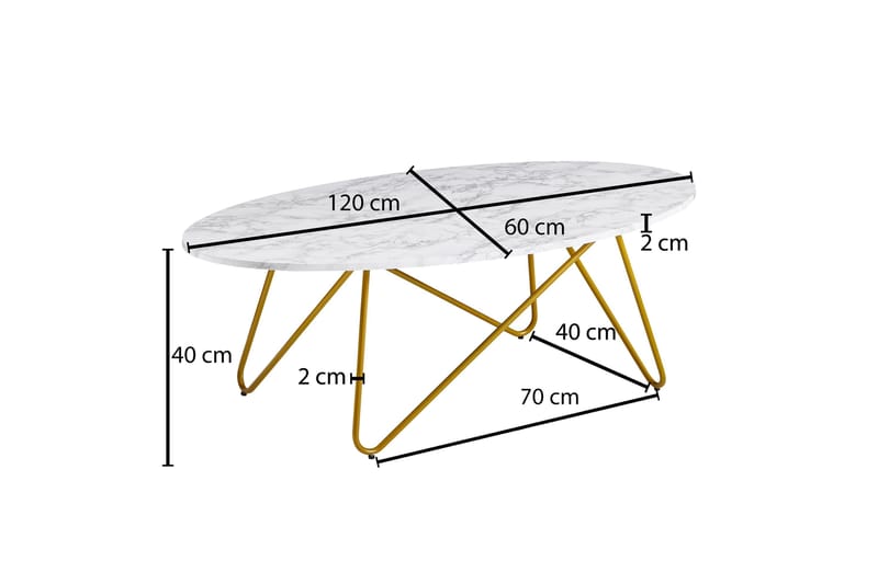 Willowdale Soffbord 120 cm Ovalt - Vit/Guld - Soffbord