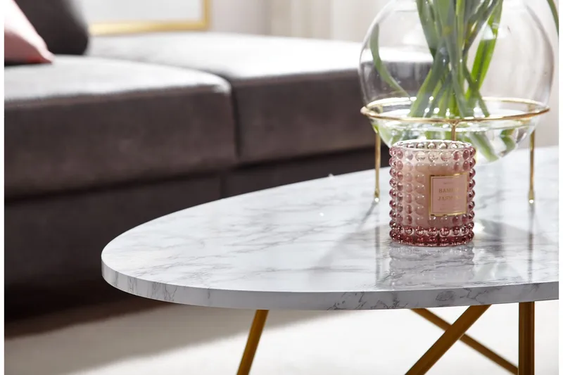 Willowdale Soffbord 120 cm Ovalt - Vit/Guld - Möbler - Bord & matgrupper - Soffbord